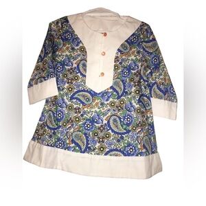 Petit Confection Girls 2t Floral Paisley Tunic Blue Orange White Green NWT